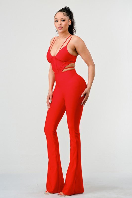 DOUBLE SPAGHETTI STRAP BODYCON JUMPSUIT - KOKOTETE