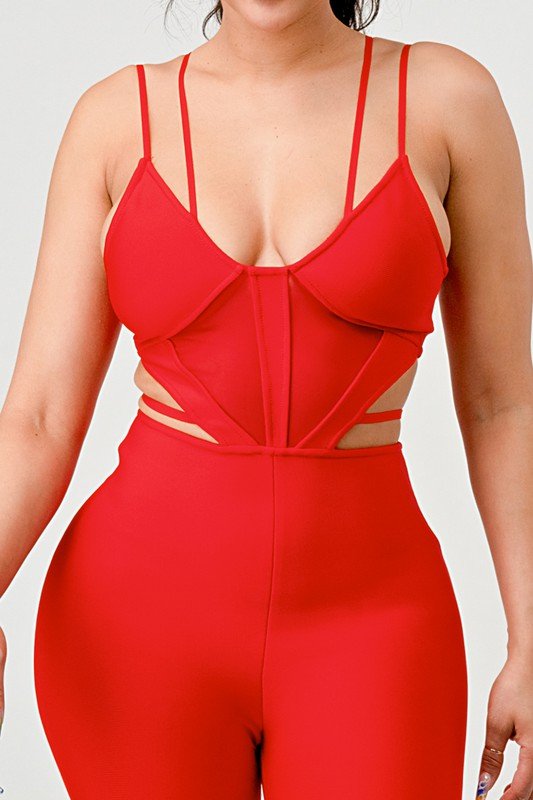 DOUBLE SPAGHETTI STRAP BODYCON JUMPSUIT - KOKOTETE