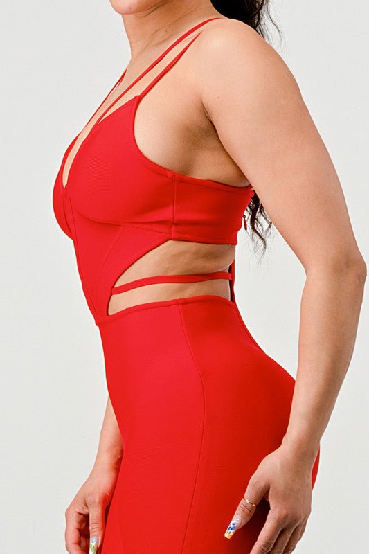 DOUBLE SPAGHETTI STRAP BODYCON JUMPSUIT - KOKOTETE
