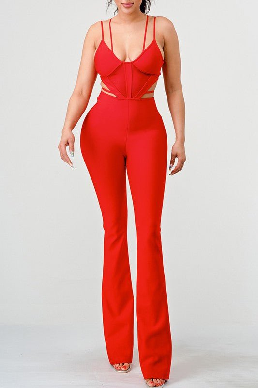 DOUBLE SPAGHETTI STRAP BODYCON JUMPSUIT - KOKOTETE