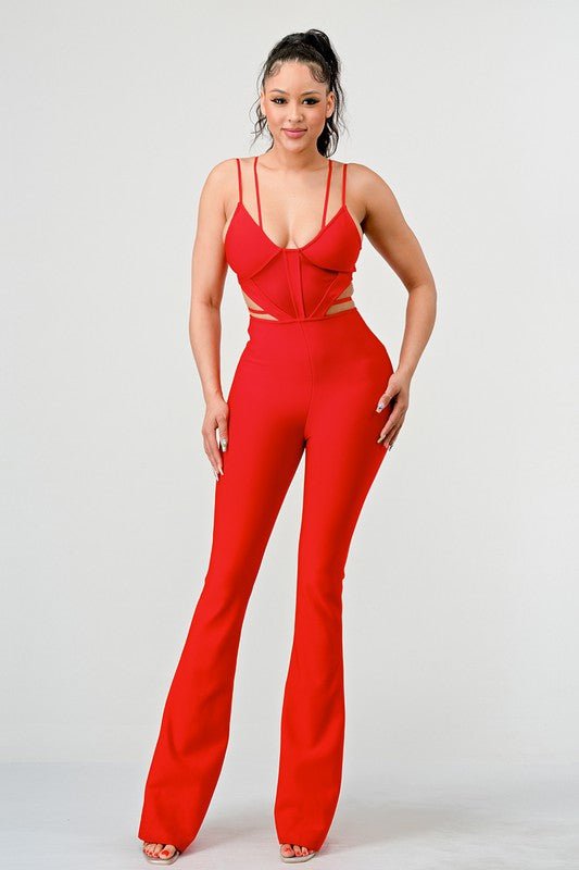 DOUBLE SPAGHETTI STRAP BODYCON JUMPSUIT - KOKOTETE