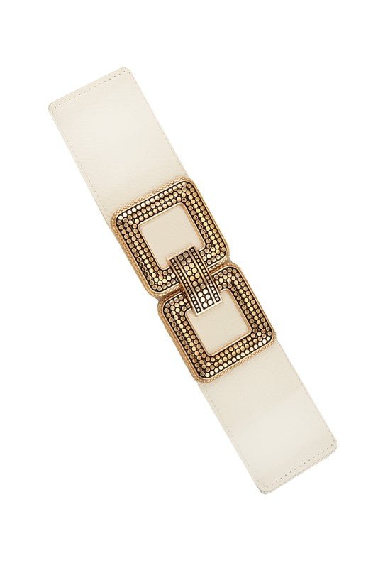 Double Square Metal Buckle Elastic Belt - KOKOTETE