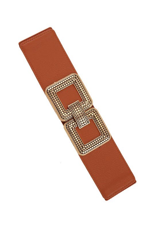 Double Square Metal Buckle Elastic Belt - KOKOTETE
