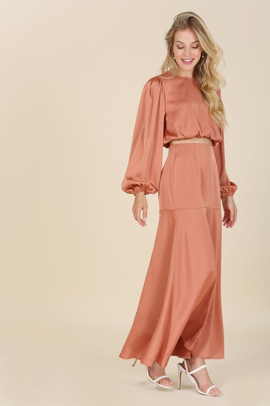 Dressed up satin two - piece mermaid dress set - KOKOTETE