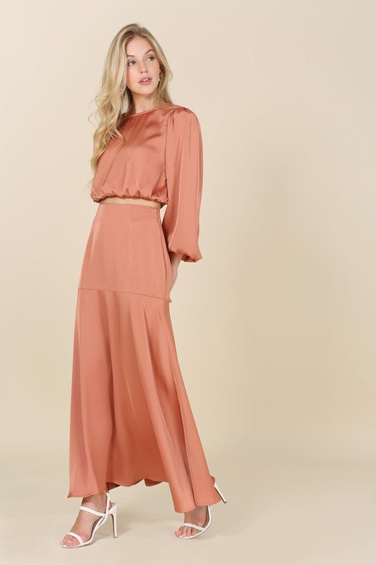 Dressed up satin two - piece mermaid dress set - KOKOTETE