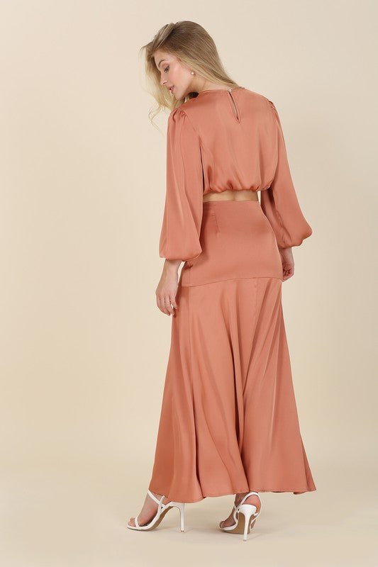 Dressed up satin two - piece mermaid dress set - KOKOTETE