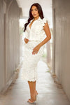 Elegant Rosette Embellished Skirt Set - KOKOTETE