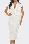 Elegant Rosette Embellished Skirt Set - KOKOTETE