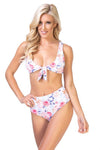 Floral print and striped pattern bikini - KOKOTETE