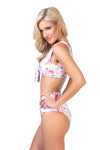 Floral print and striped pattern bikini - KOKOTETE
