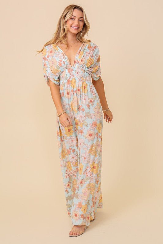 Floral Print Brunch Spring Summer Maxi Sundress - KOKOTETE