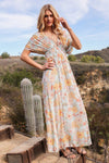 Floral Print Brunch Spring Summer Maxi Sundress - KOKOTETE