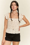 Floral print ruffled top - KOKOTETE