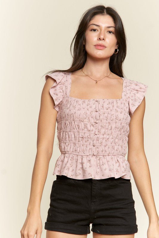 Floral print ruffled top - KOKOTETE
