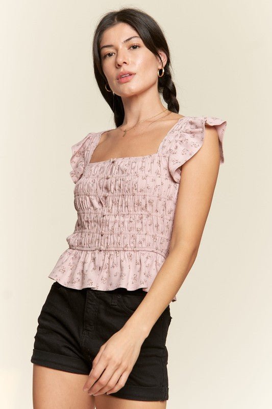 Floral print ruffled top - KOKOTETE