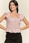 Floral print ruffled top - KOKOTETE