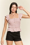 Floral print ruffled top - KOKOTETE