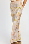 FLORAL PRINTED SATIN MAXI SKIRT - KOKOTETE