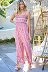 Floral Smocked Detail With Ruffle Jumpsuit - KOKOTETE