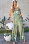 Floral Smocked Detail With Ruffle Jumpsuit - KOKOTETE