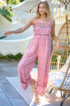 Floral Smocked Detail With Ruffle Jumpsuit - KOKOTETE