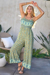 Floral Smocked Detail With Ruffle Jumpsuit - KOKOTETE