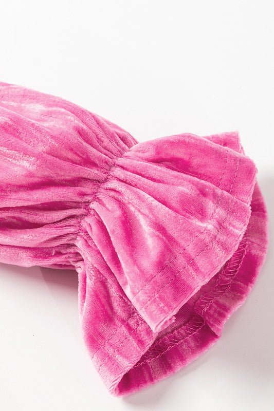 Flounce Sleeve Tiered Ruffled Velvet Mini Dress - KOKOTETE