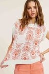 Flower Pattern Sleeveless Sweater Top - KOKOTETE