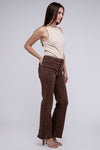 Frayed Cutoff Hem Straight Wide Pants - KOKOTETE