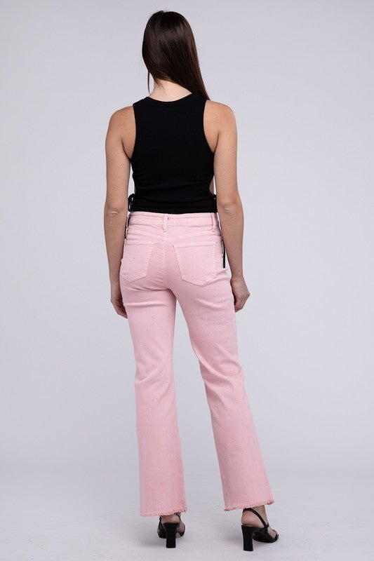 Frayed Cutoff Hem Straight Wide Pants - KOKOTETE