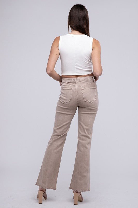 Frayed Cutoff Hem Straight Wide Pants - KOKOTETE