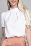 Frill Trim Neck Blouse - KOKOTETE