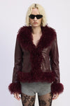 FUR AND LEATHER MIX MEDIA JACKET - KOKOTETE