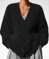 Fuzzy oversized button front cardigan - KOKOTETE