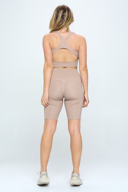 Gingham print activewear set - KOKOTETE