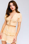 Half Sleeve Daisy Embroidered Top - KOKOTETE