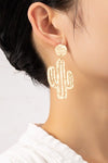 Hammered thin metal openwork cactus drop earrings - KOKOTETE
