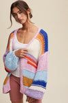 Hand Knit Multi Striped Cardigan - KOKOTETE