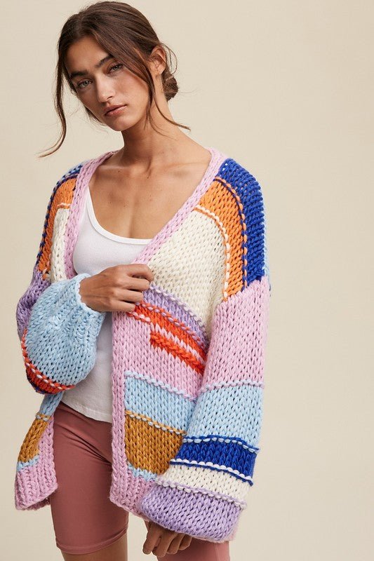 Hand Knit Multi Striped Cardigan - KOKOTETE