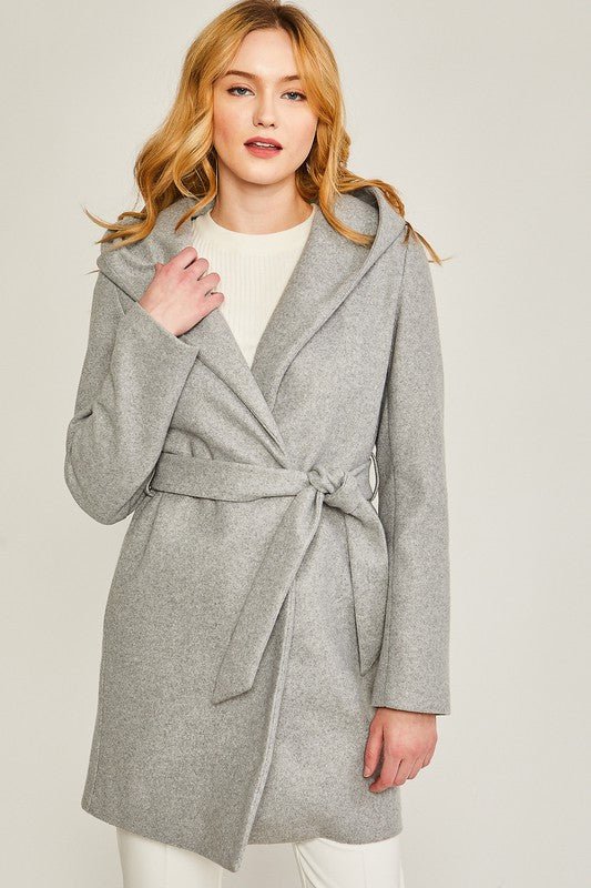 JQ Fleece Belted Hoodie Coat - KOKOTETE