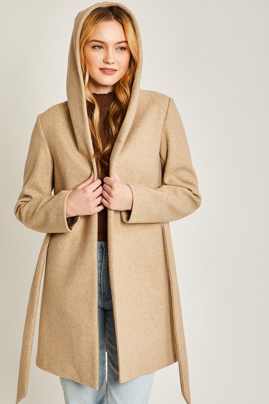 JQ Fleece Belted Hoodie Coat - KOKOTETE