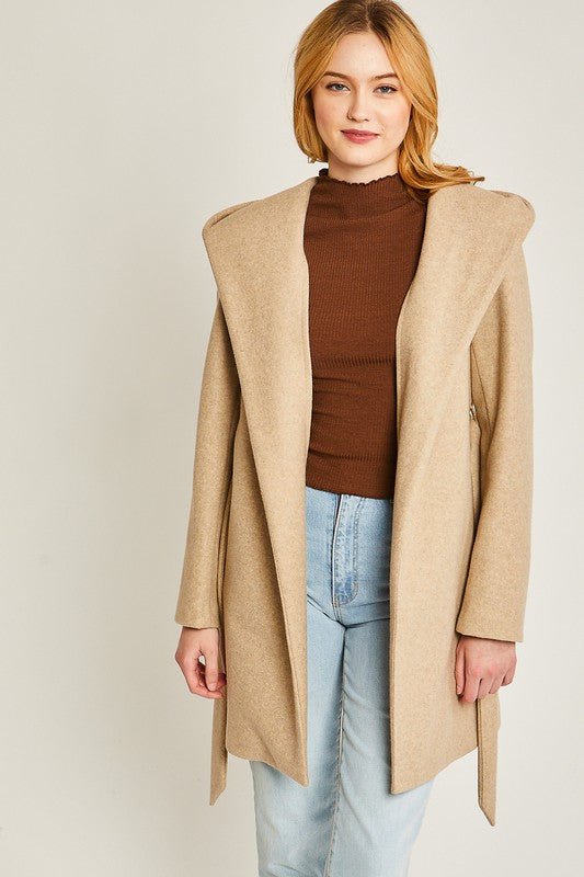 JQ Fleece Belted Hoodie Coat - KOKOTETE