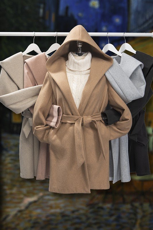 JQ Fleece Belted Hoodie Coat - KOKOTETE