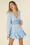 Lace trimmed smocking blouse and skirt set - KOKOTETE