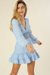 Lace trimmed smocking blouse and skirt set - KOKOTETE