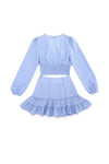 Lace trimmed smocking blouse and skirt set - KOKOTETE