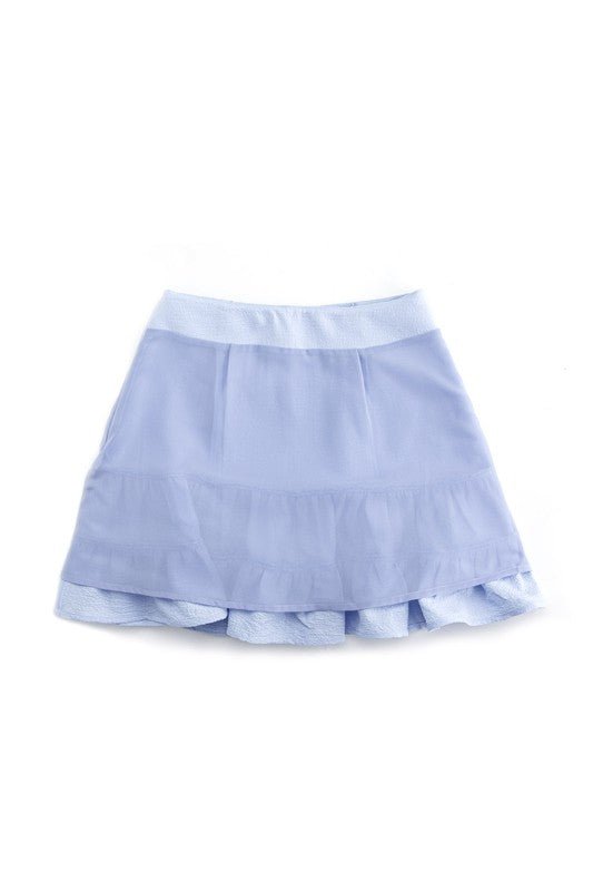 Lace trimmed smocking blouse and skirt set - KOKOTETE