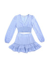 Lace trimmed smocking blouse and skirt set - KOKOTETE