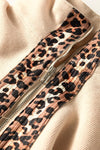 Leopard Trim Half - Zip Top and Shorts Set - KOKOTETE