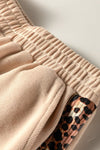 Leopard Trim Half - Zip Top and Shorts Set - KOKOTETE
